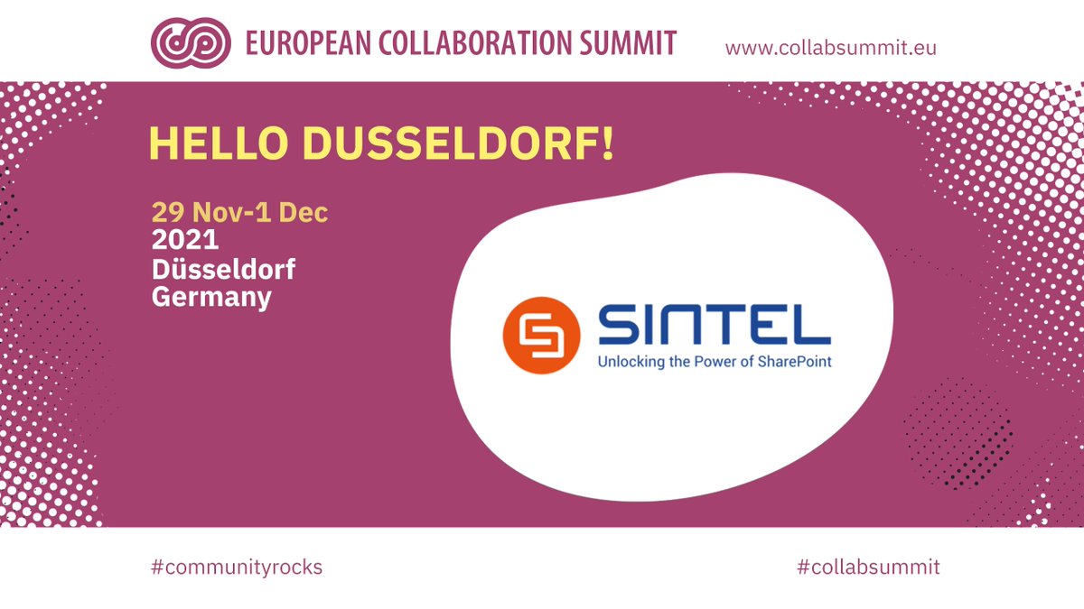 collabsummit's tweet image. We are excited to welcome @sintelltd team at #CollabSummit this year in Germany. Come hear and learn from our gold sponsors about their #tech innovations. #CommunityRocks #CollabSponsors