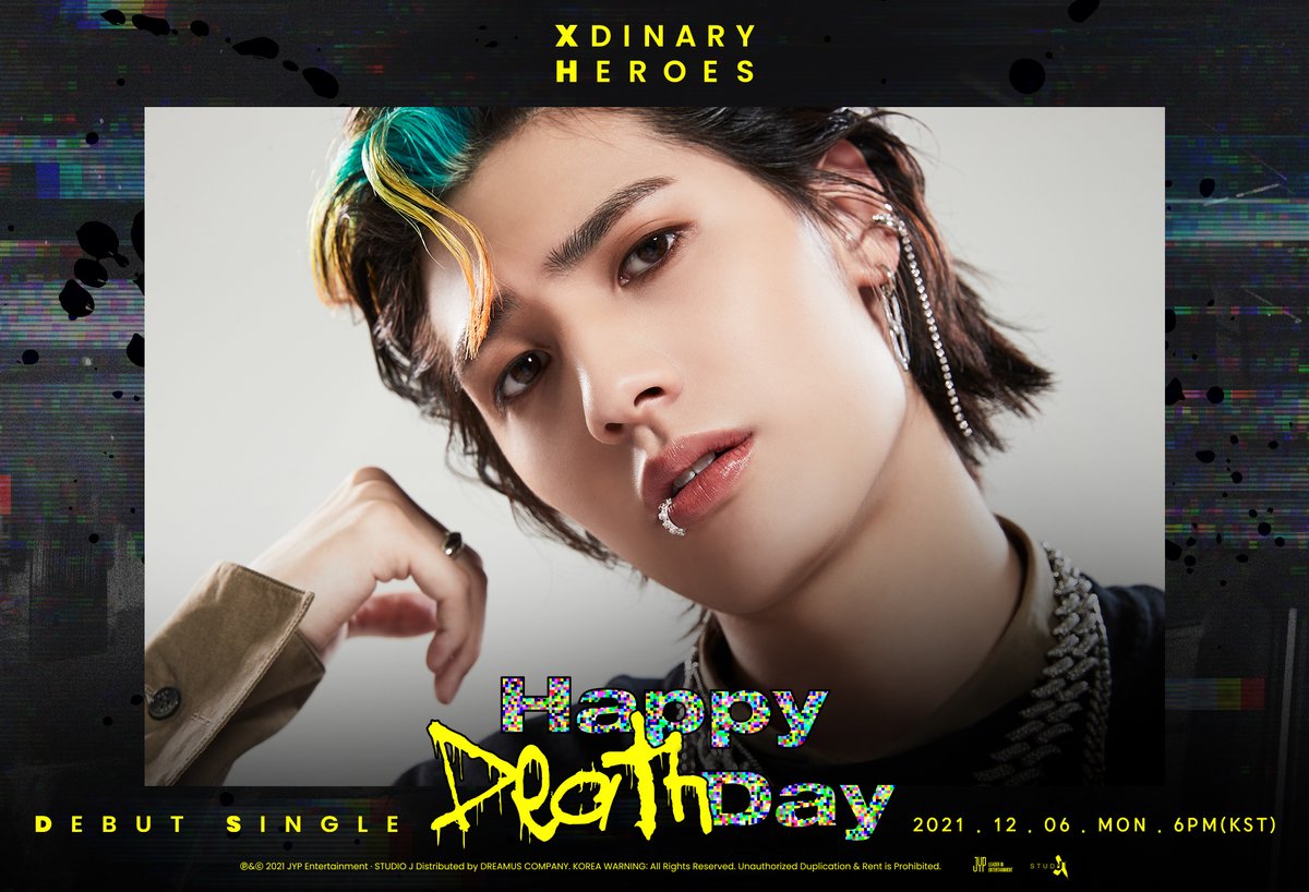 jypnation's tweet photo. Xdinary Heroes
Debut single
<Happy Death Day>

Extraordinary Teaser
#주연 #Jooyeon

2021.12.06 6PM (KST)

#XdinaryHeroes #엑스디너리히어로즈
#HappyDeathDay
#WE_ARE_ALL_HEROES
#JYP https://t.co/9VRaKuEkUL