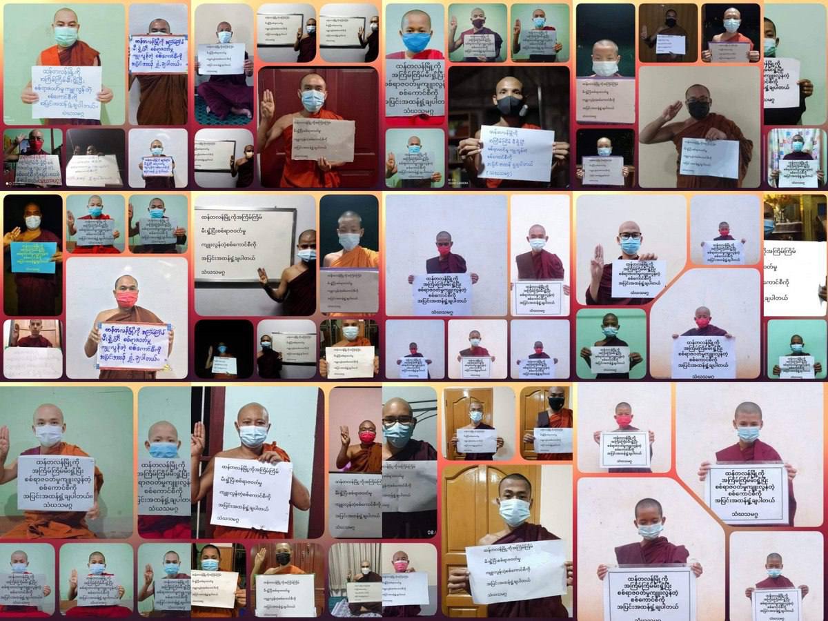 Domestic anti-authoritarian paper strike led by respectable sons of Buddha condemn the military council that repeatedly set fire to #Thantlang and committed war crimes. #POSCO_StopSponsoringSAC  #Nov28Coup    #WhatsHappeningInMyanmar