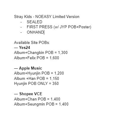starrycityph's tweet photo. WTS | LFB | #SCPHOnhand✨
STRAY KIDS NOEASY LIMITED WITH SITE BENEFITS
comment: mine + order https://t.co/CIVKpktUAH