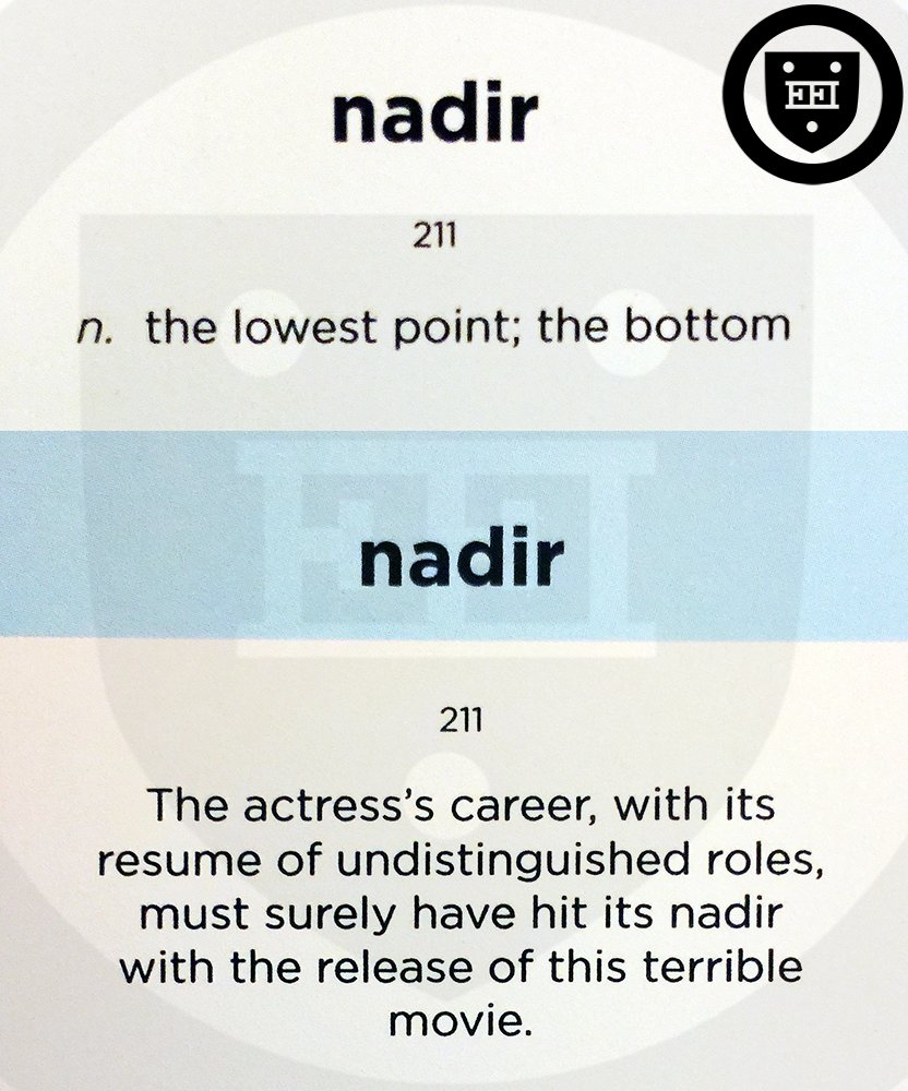 ElitePrepSAT's tweet photo. Nadir

(n.) the lowest point; the bottom

#vocabulary #WordoftheDay https://t.co/KX78A8O4Hy