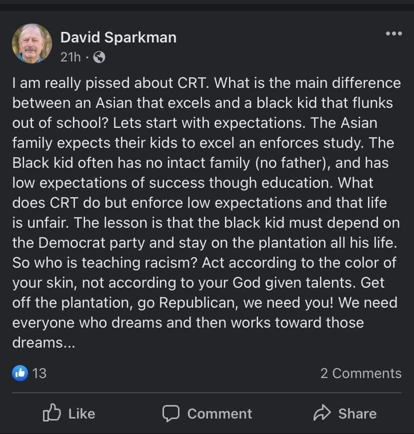Also, our newly- elected school board member “liked” this racist, awful post. Who did we elect to represent us?! <a href="/washingtonpost/">The Washington Post</a> <a href="/WinStarVa/">The Winchester Star</a>