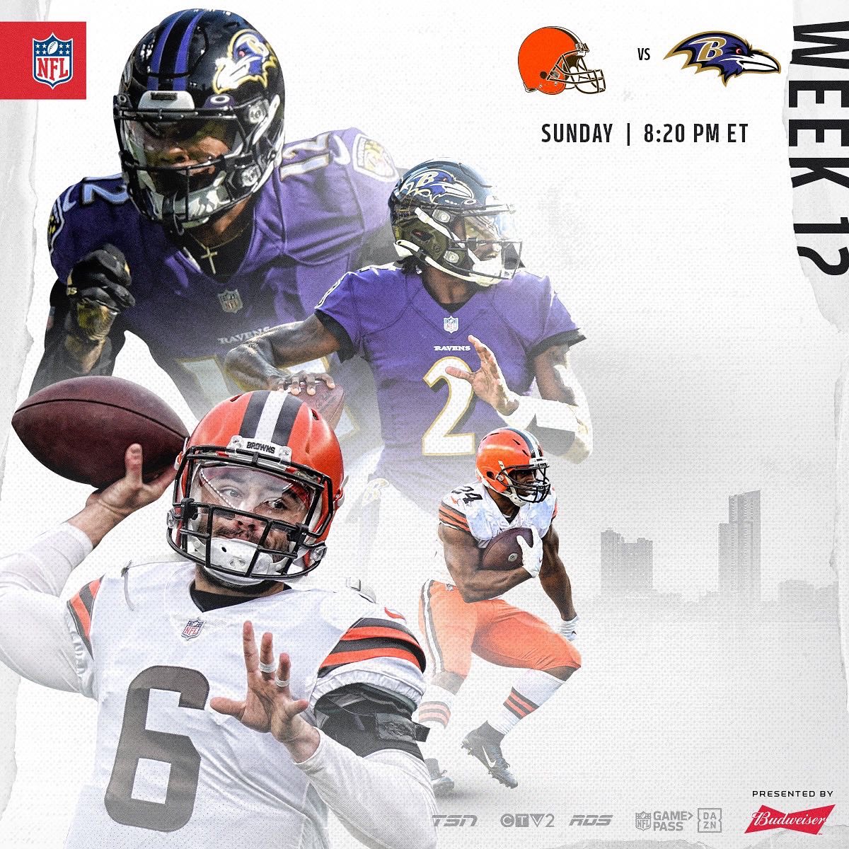 NFLCanada's tweet photo. It’s a battle in the NORTH… the AFC North. 😆 Who’s coming out on top? #BudGameTime https://t.co/3qhSkBIFfk