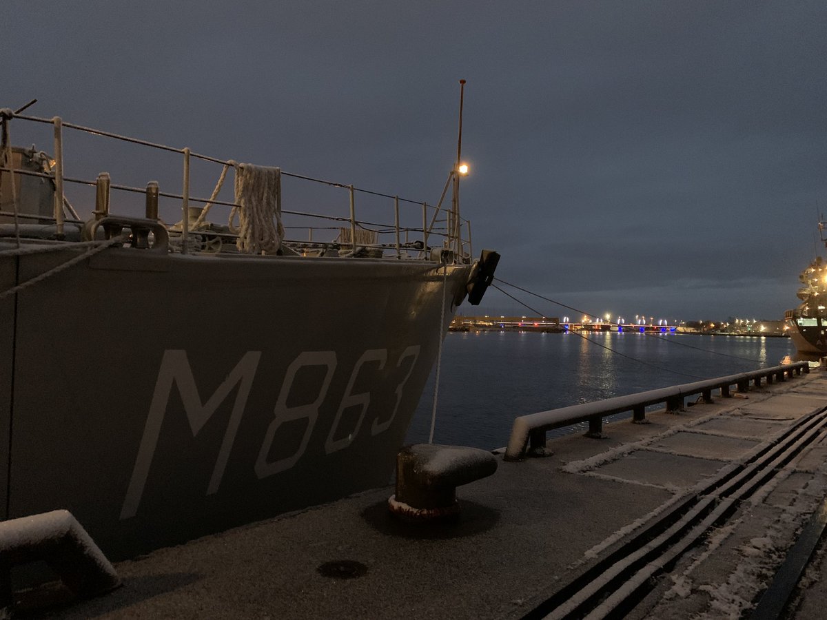 Ra1phK1's tweet photo. Departed Ventspils with first signs of winter. Now focussed on our primary task. #vlrd #snmcmg1 #WeAreNATO https://t.co/Vm6psdod3V