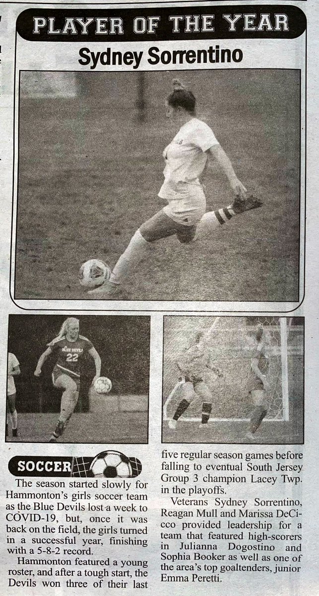 Thank you to <a href="/DanRussoman/">Dan Russoman</a> and <a href="/HammGazette/">Hammonton Gazette</a> for highlighting our season!  Thank you to Coach Koester and <a href="/HHSdevilsports/">Hammonton Blue Devils Athletics</a> for a great senior season!  Good luck next year!!! 💙⚽️ <a href="/GDsullysays/">South Jersey Glory Days/Sully</a> <a href="/McGurkSports/">Tom McGurk</a> <a href="/ACPressMulranen/">Patrick Mulranen</a> <a href="/BrandonGouldHS/">Brandon Gould</a>