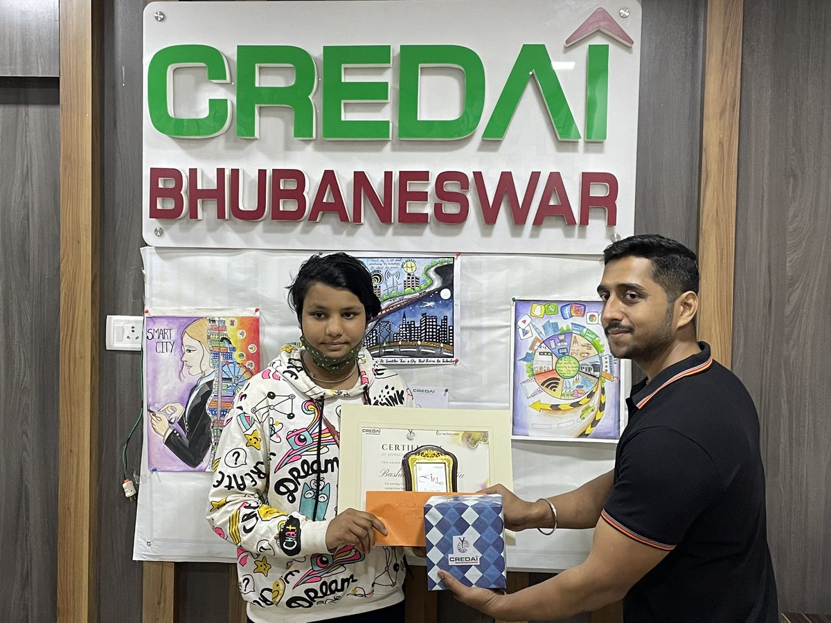 CREDAI Bhubaneswar and CREDAI Youth wing has successfully organised an art competition on a topic “ Smart City”.  Participants from all over Odisha  have taken part by sending there paintings and the winners were felicitated at our CREDAI Bhubaneshwar office.