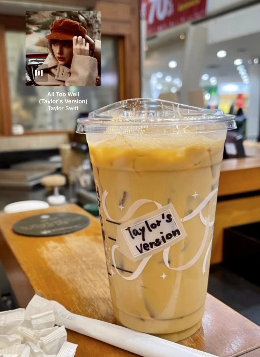 Taylor's version in starbucks🌟 สวิฟทั้งหลายเข้าตาบัคแล้วอย่าลืมสั่งเมนูเทเลอร์กัน! บอกพี่พนง.ว่าเมนูเทเลอร์ได้เลย มีทั้งแบบร้อนและเย็น ยิ่งสาขาไหนเปิดเพลงในอัลบั้มด้วยแล้วคือฟินคูนสิบ! #TaylorSwift
