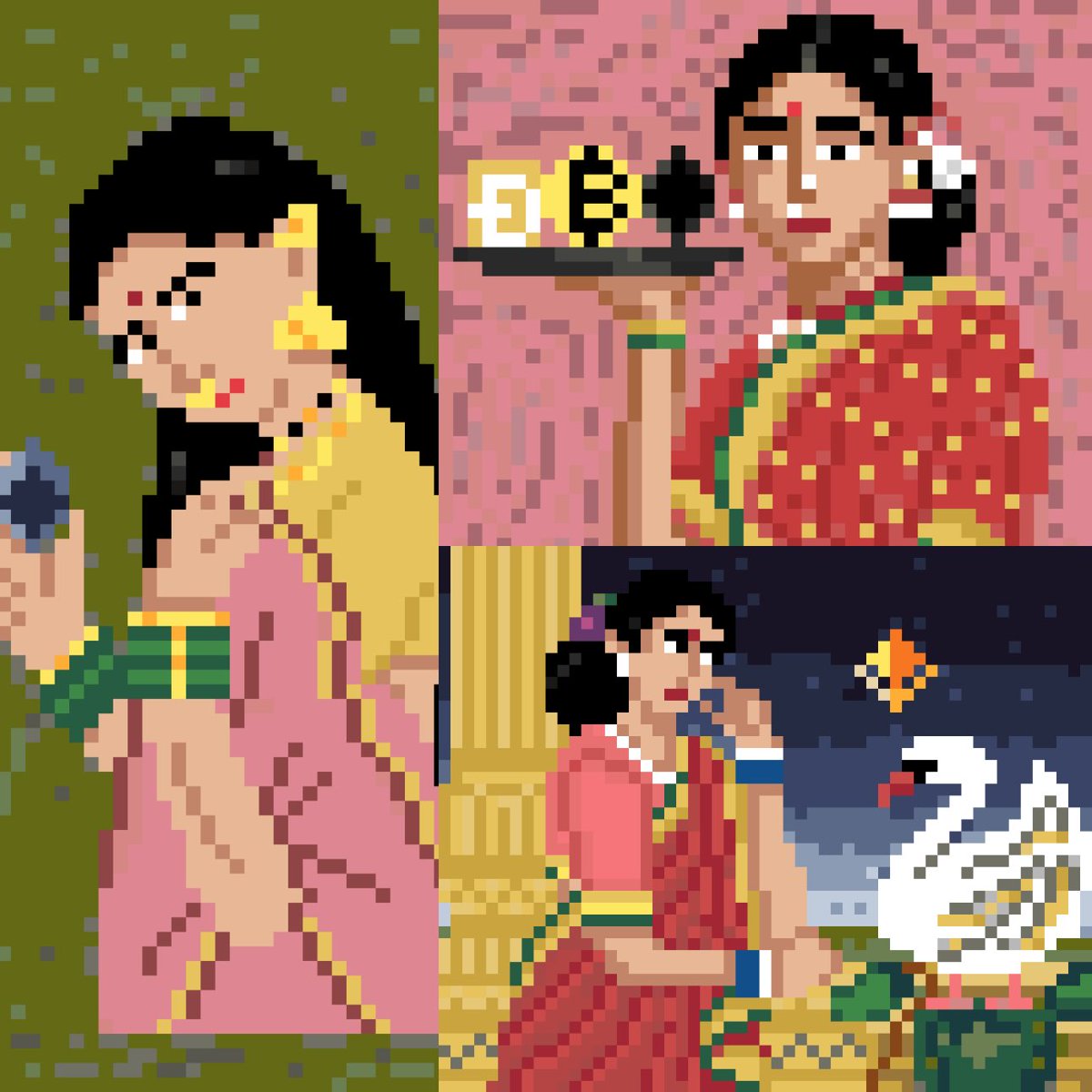 And sold! Crypto-lady-A tribute to Raja Ravi Varma's 'Maharashtrian lady' is now in <a href="/ZracheSs/">ZracheSs.RON</a> collection. 
This one of the kind pixel series is a very unique take on the legendary artist from India who changed the way people saw fine art. You Ser have collected a gem!
3/3 sold!