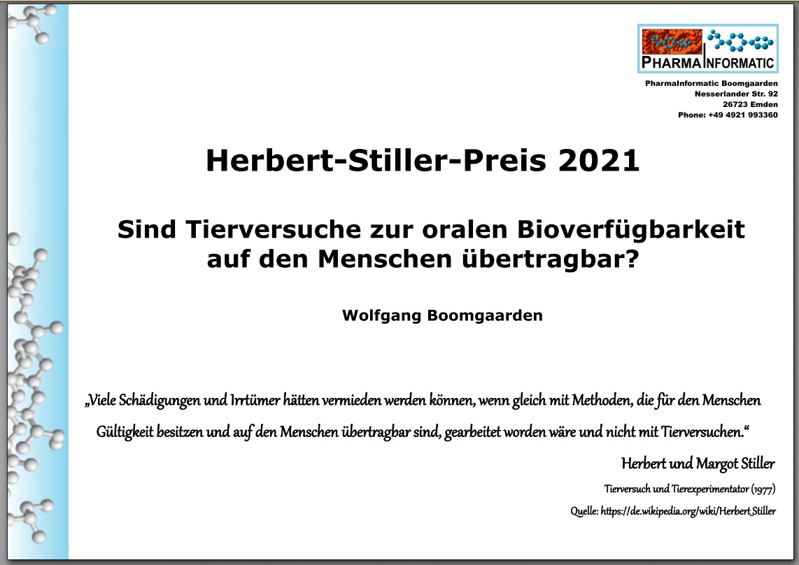 Montag, 29.11.2021 ab 13 Uhr:
Verleihung des Herbert-Stiller-Forschungspreises 2021
u.a. Vortrag: 
Sind #Tierversuche zur oralen #Bioverfügbarkeit auf den Menschen übertragbar?
youtube.com/watch?v=iex9LV…
#Forschungspreis #KünstlicheIntelligenz #KI #Wissenschaft #Innovation #AI