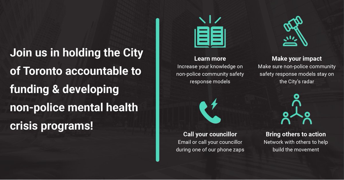 Join us in holding the City of Toronto accountable to funding and developing non-police mental health crisis programs! Head to reachouttoronto.ca/take-action
