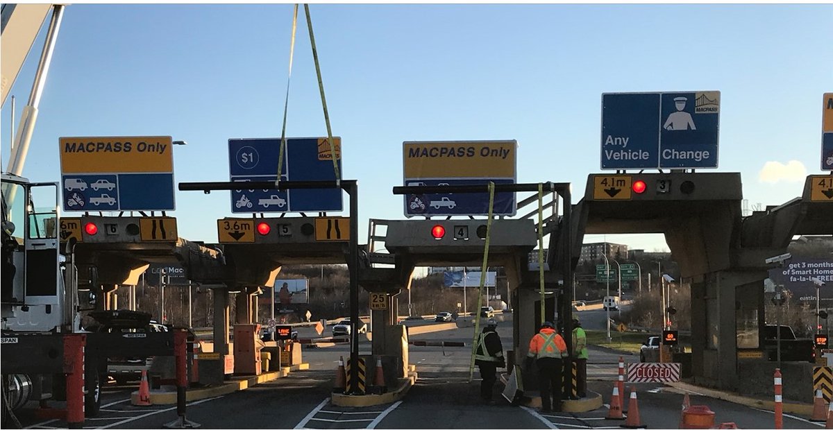 HHB's new crash bar early warning system are being lifted into place today <a href="/hfxtraffic/">Halifax Traffic</a> <a href="/chronicleherald/">The Chronicle Herald</a> <a href="/CBCNS/">CBC Nova Scotia</a> <a href="/CBCHfxTraffic/">CBC Halifax Traffic</a> <a href="/CityNewsHFX/">CityNews Halifax</a> <a href="/haligonia/">Halifax info and traffic releases</a> <a href="/HalifaxReTales/">Halifax ReTales</a>