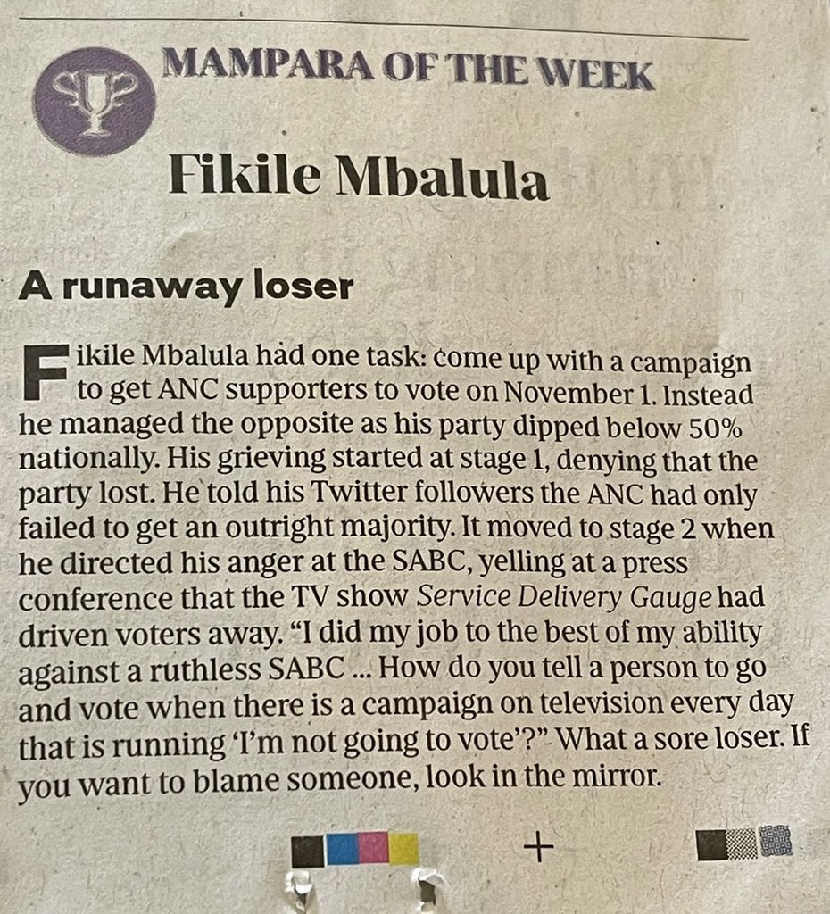 niehaus_carl's tweet photo. When this clown, and blower of hot air, @MbalulaFikile, was made @MYANC Head of Elections I warned that it will end in tears. I do not find any pleasure in saying: "I have told you so", because our beloved Liberation Movement suffers severely, but I have warned. https://t.co/YPv2MkbPyt