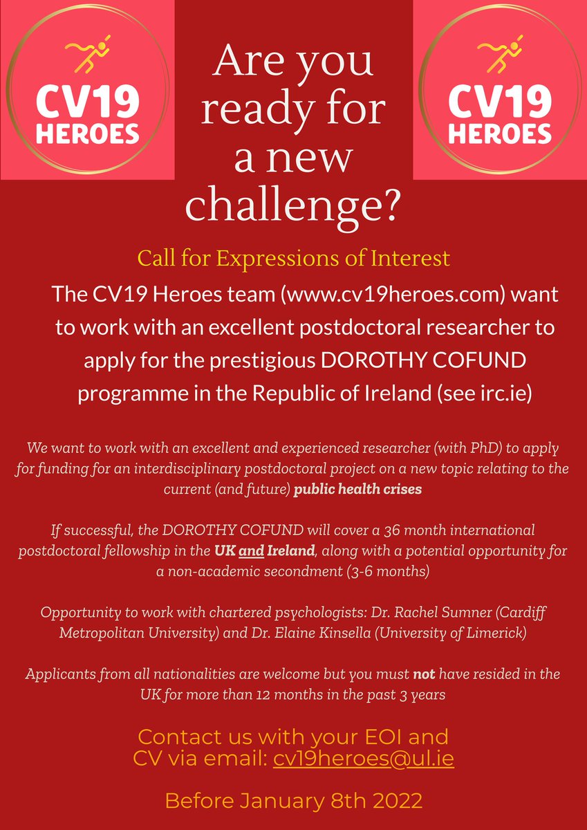 CV19Heroes's tweet photo. Call for expressions of interest at The CV19 Heroes project.....

Details of target funding call: https://t.co/ZuwynKh2XN

#loveirishresearch #postdoc #phdchat #phdlife #phd #frontline #pandemic #Covid #coronavirus #publichealth #psychology #medicine #socialscience #Humanities https://t.co/4eyJOWhYzE