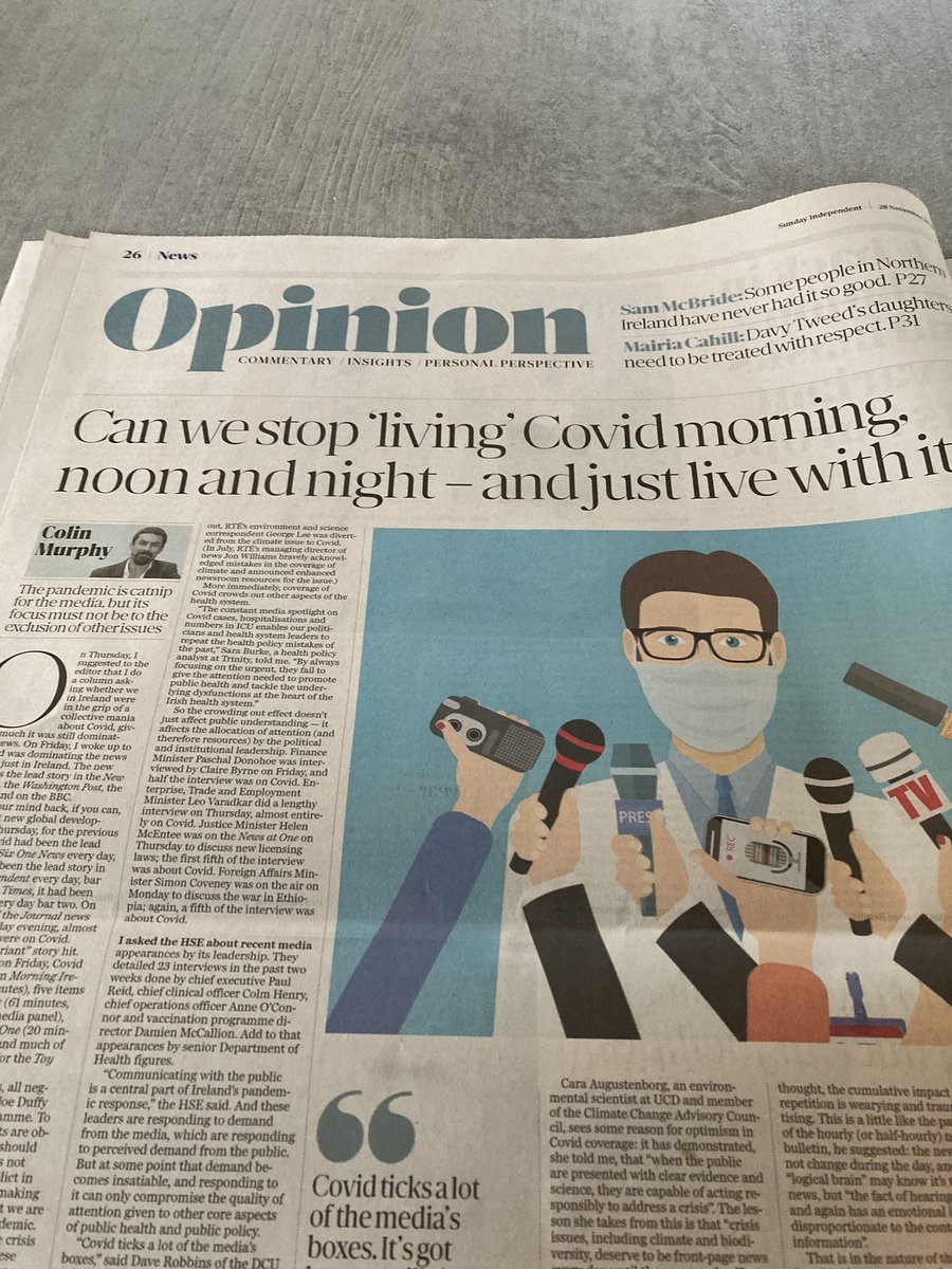JimmystaffordDJ's tweet photo. Kudos for @Independent_ie in allowing #ColinMurphy & @AnMailleach write these pieces. SO right, itโs become a media obsession for certain news journos, let alone Paul Reid, Colin Henry and others with their constant media appearances. #Covid https://t.co/u9lCprvNa2