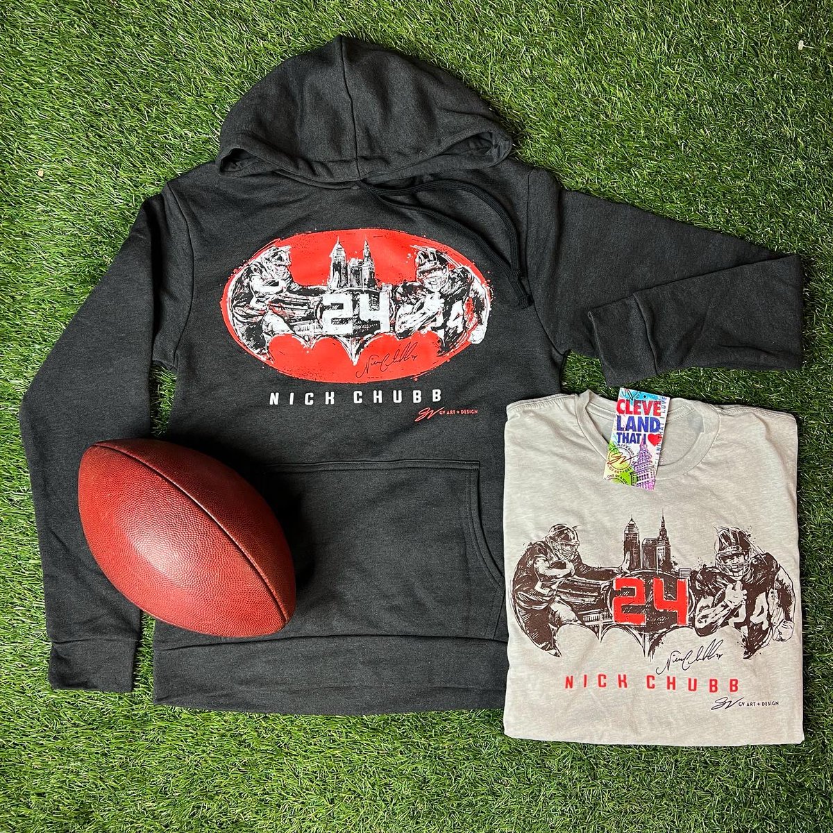 GVartwork's tweet photo. The wait is over! We couldn’t be more excited about our brand new collab with @NickChubb21! We had so much fun drawing this one up!

Our new Chubb 24 Symbol hoodie and t shirt is available online and in all 4 GV stores now! 

RT if you can’t wait for Sunday Night Football! https://t.co/mR0LUWQf6V