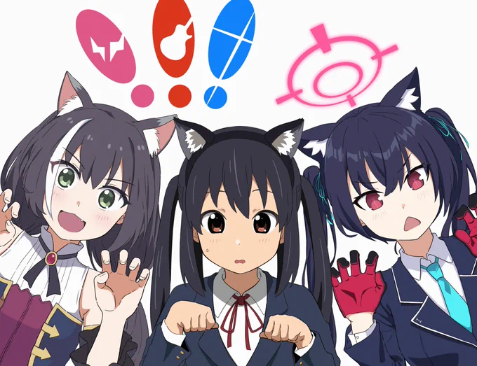 けいおんのあずさ 
プリコネのキャル
ブルアカのセリカ
三人合わせてにゃんにゃんにゃん
(注意:前川みくさんとは関係ありません)
#けいおん
#プリコネR
#ブルアカ 