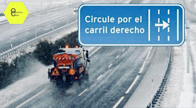 DGTes's tweet photo. En #carreteras con #nieve usa siempre el carril derecho. 

➡️Deja libre el izquierdo para permitir el paso de vehículos de conservación, de emergencias y quitanieves. 

Y circula en convoy, es decir, un vehículo detrás de otro. 

#ConduceConPrudencia https://t.co/2dIE21rSvh