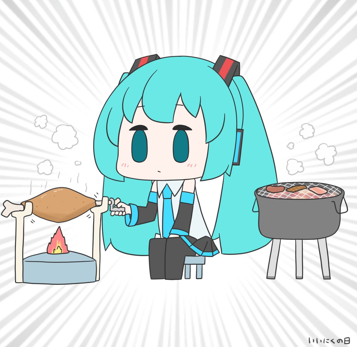 初音ミク 「今日も一日 」|はつねネガメのイラスト