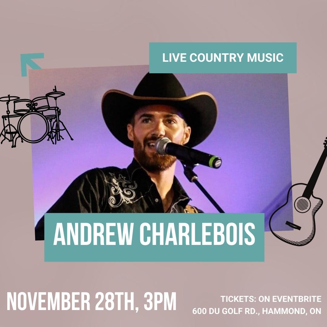 Andrew Charlebois entertains with live country music. Join us today from 3pm to 7pm! Food and drink available on site.
//
Andrew Charlebois divertit avec de la musique country. Nourriture et boisson disponibles sur place.

Get your tickets here: bit.ly/3rgJShP
#livemusic