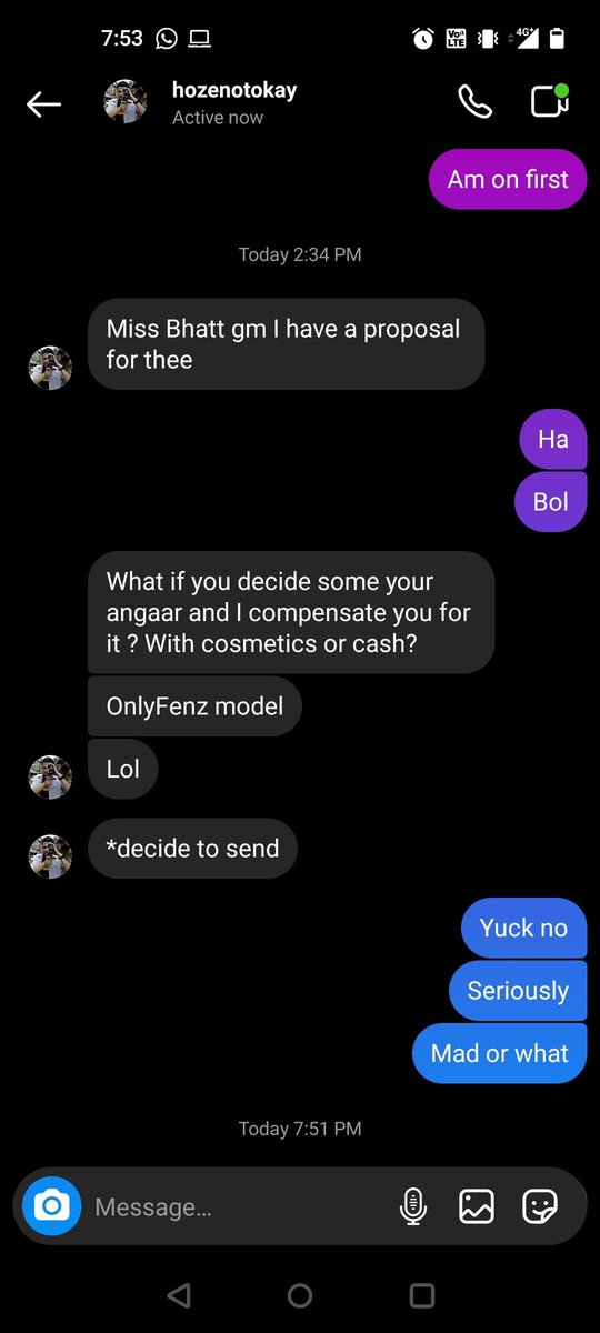 MissBhattReads's tweet photo. No amount of #MeToo or any Tedtalks wl change women being reduced to feeling like just piece of flesh. The guy goes by the handle hozenotokay on Insta and @FatHoMetal twitter. He asked me if I could send him hot pics "angaar" and he'd PAY ME IN COSMETICS/CASH. He said it's a joke https://t.co/Q8Ikr9yctI