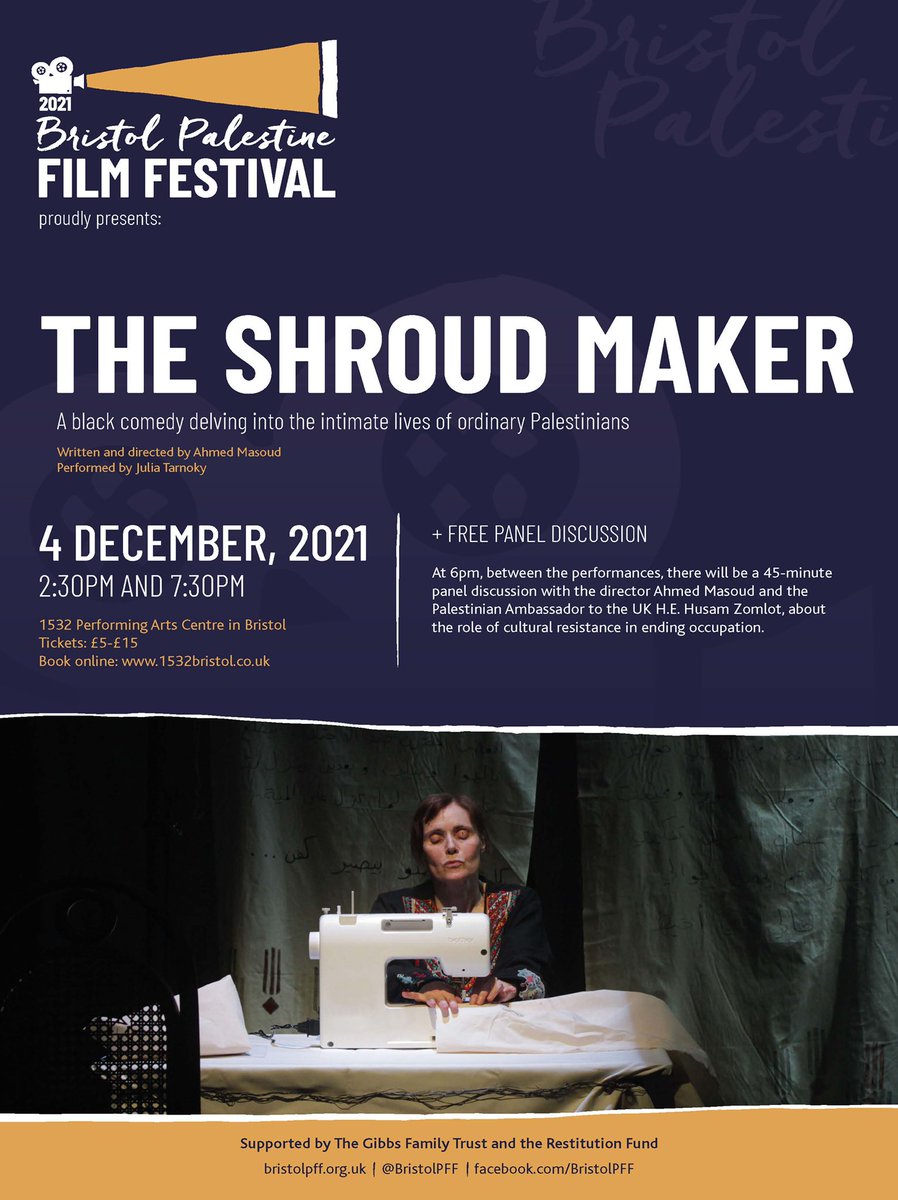 BristolPFF's tweet photo. We're excited to share that this year we're presenting our first ever play – dark comedy The Shroud Maker opens the festival on 4 Dec, with a free panel discussion featuring writer/director @masoud_ahmed and @hzomlot. More info and tickets here: https://t.co/x6RuRNaSkb #BPFF2021 https://t.co/KmNDNQXco9