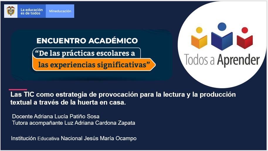 MartaISernaN's tweet photo. .@PTA_Colombia  En #EventoPTA2021, @Adricardonaz y Adriana Patiño nos compartirán su excelente experiencia sobre un proyecto de aula que conjuga TICs, huerta escolar y competencias comunicativas, todo un ecosistema de aprendizajes. @Mineducacion @Daz4Grace @isabelfer @SemArmenia https://t.co/O5eFA6OISn