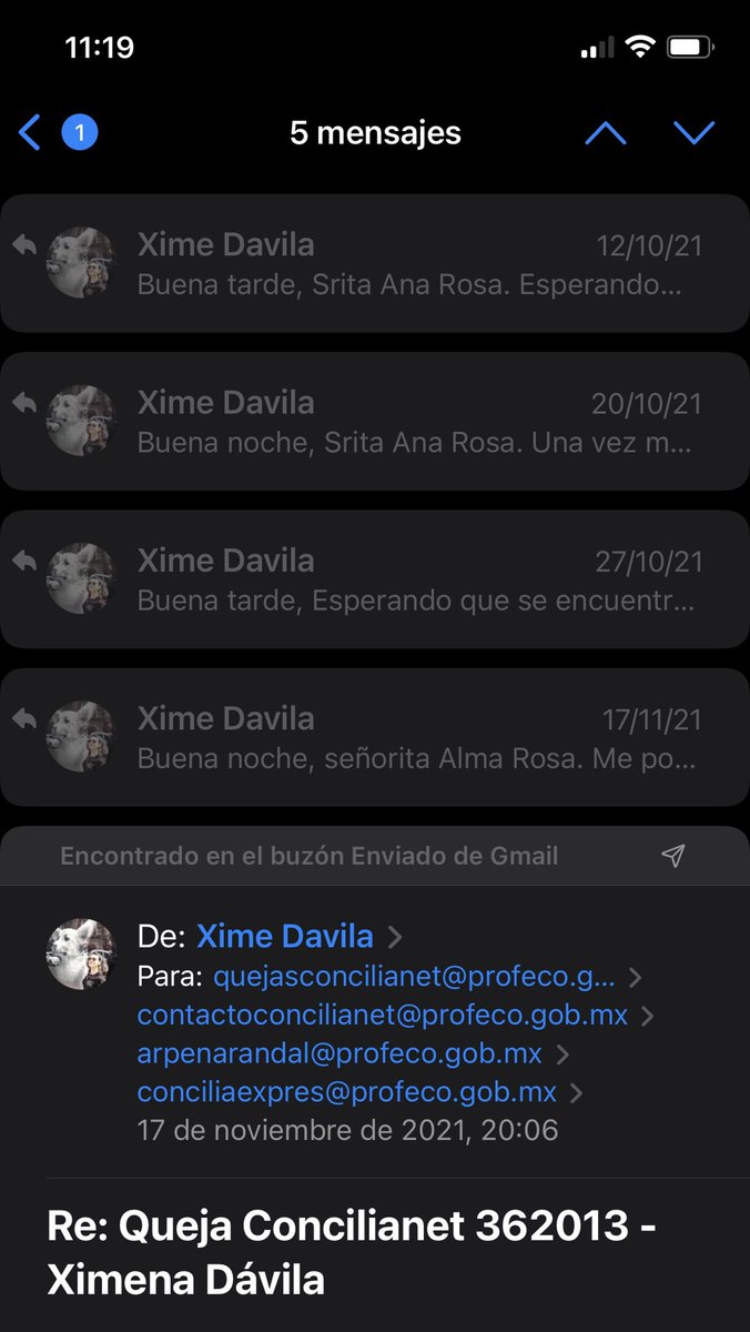 ximelephant's tweet photo. @AtencionProfeco El último mail que también envié a esa cuenta fue el 17/11. ¿Se los vuelvo a enviar? !!! https://t.co/CvjbsMzaGT