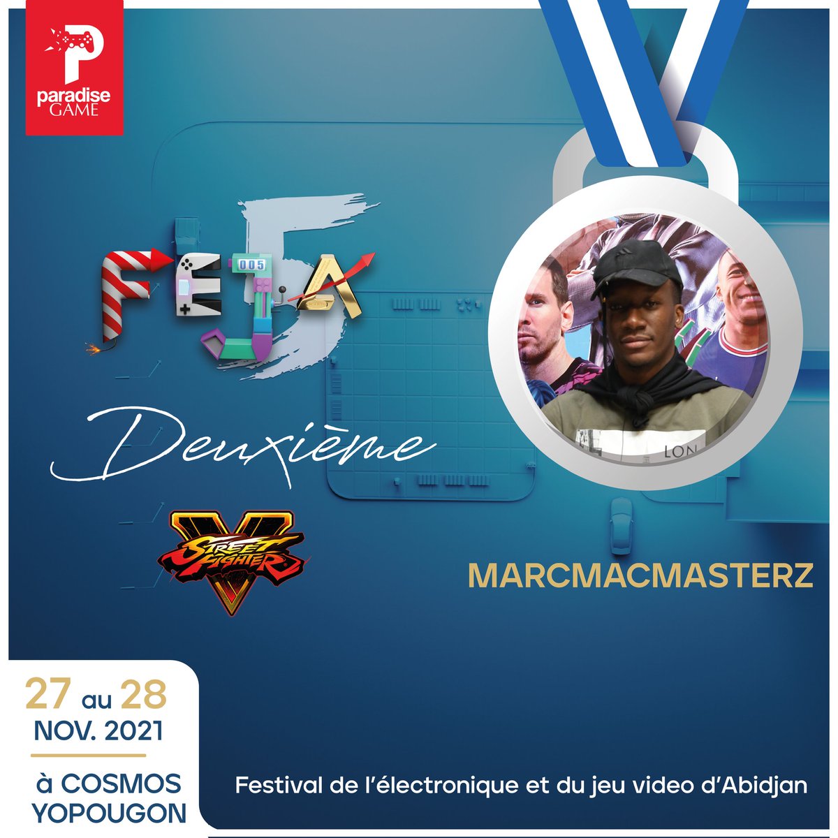 ParadiseGame_'s tweet photo. 🏆🥇 Félicitations à @jean_lexus, grand vainqueur du tournoi #SFV de ce #FEJA5. Il est suivi de @MarcMedoune et de @Lord_Nokum, respectivement 2e et 2e. Lexus succède ainsi à @Hurricane_FGC vainqueur du #FEJA3 au même tournoi.
#eSport #Gaming #Champion🎮 https://t.co/YqrJBaFxTd