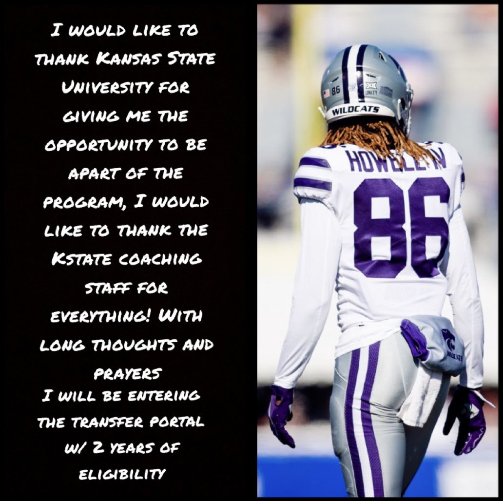 Kansas State WR Tyrone Howell has entered the transfer portal r/CFB
