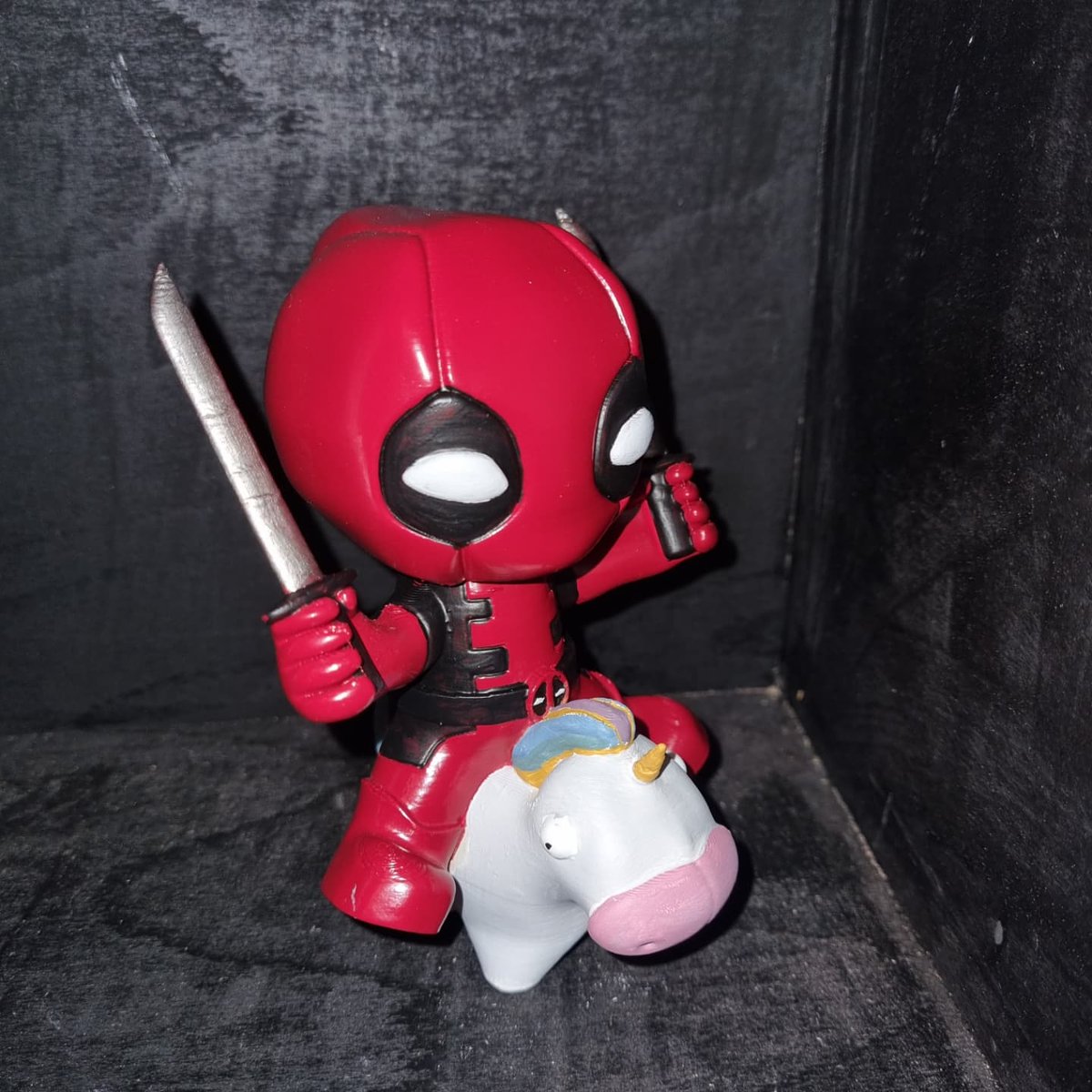 LC3DPRINTS's tweet photo. Finished painting deadpool on a unicorn #3Dprinting #amz3d #deadpool #deadpoolonaunicorn #christmasiscoming #ender5pro #ender5plus https://t.co/QCWD8rC2fs
