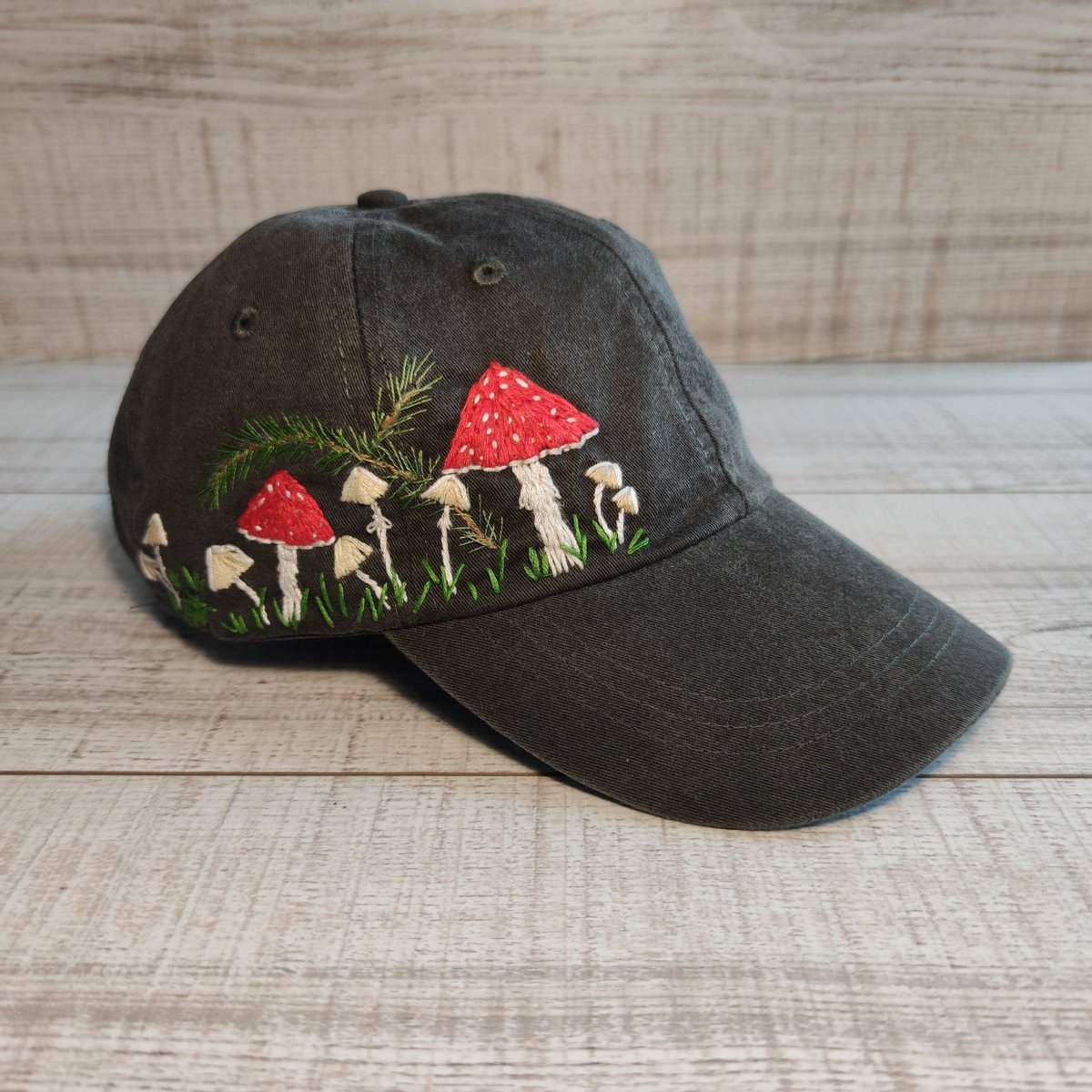 EmbroideryLilli's tweet photo. Excited to share the latest addition to my #etsy shop: Hand embroidered mushrooms baseball cap for women, hand-stitched cotton hat, floral embroidery, personalized birthday gift for mother https://t.co/YzinMcW2J6 #personalizedgift #customgiftcap #handembroidered https://t.co/jEZroRZTkB