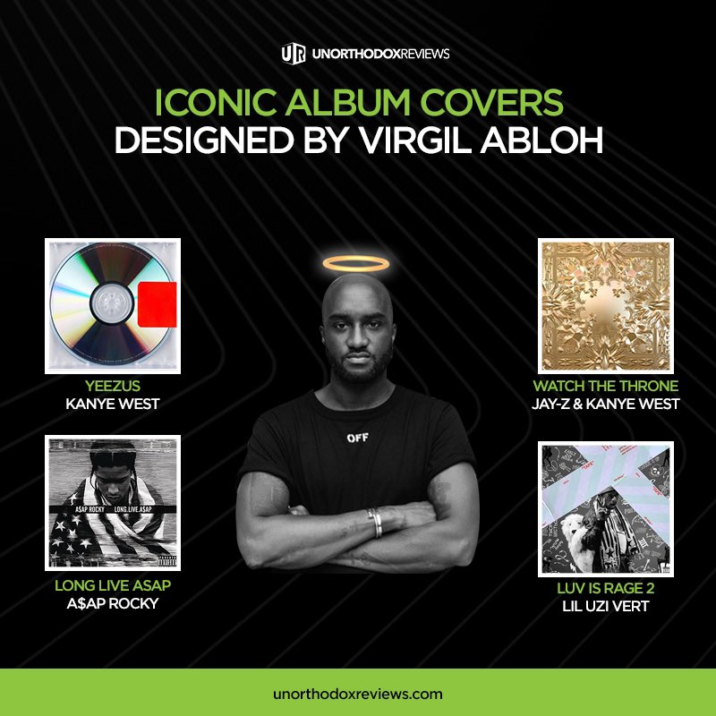 All album covers designed by Virgil Abloh