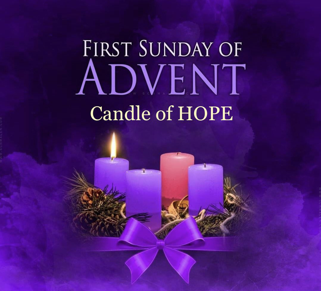 It is the First Sunday of #Advent as we light the candle of HOPE 🕯 on our Advent Wreath. We prepare our hearts and homes as we wait in anticipation for the birth of Christ.  Come Lord Jesus 🙏🏼