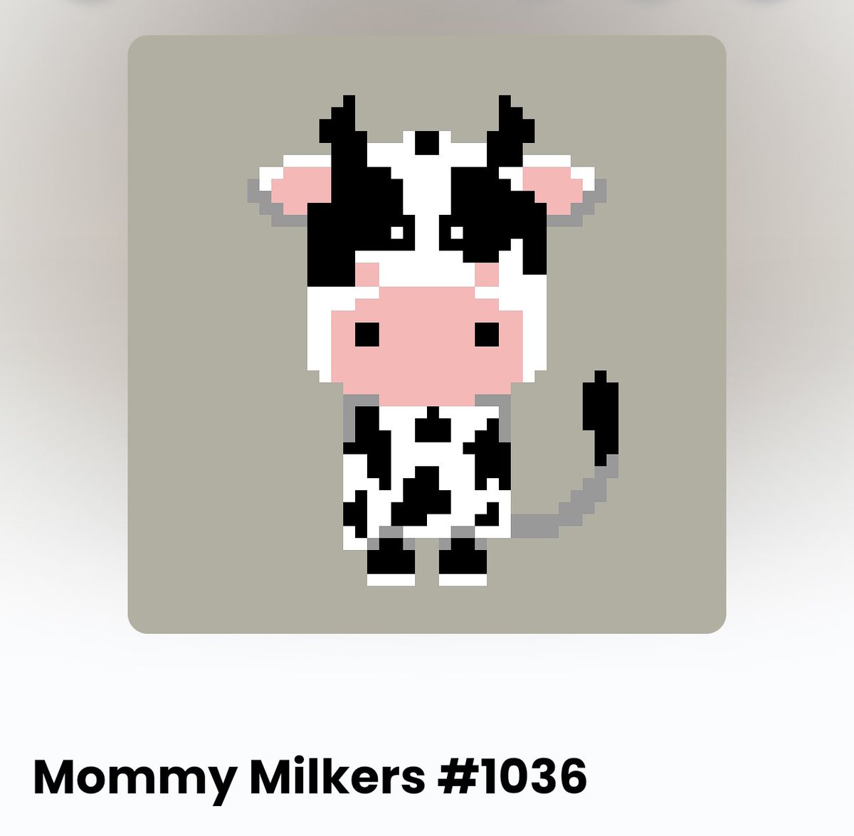 Mommy Milker #1036
🤍🐮🥛🍪
#NFT #NFTCommunity #NFTs #nftart #shiba #NFTartist  #NFTLAUNCH #Polygon #ELON #opensea #OpenSeaNFT #NFTcollectibles #nftcollectors #myfirstNFT #artoftheday #cryptoartist #eth #RetroGaming #Blockchain #cryptocurrency #nftartwork #safemoon 
Links in bio!