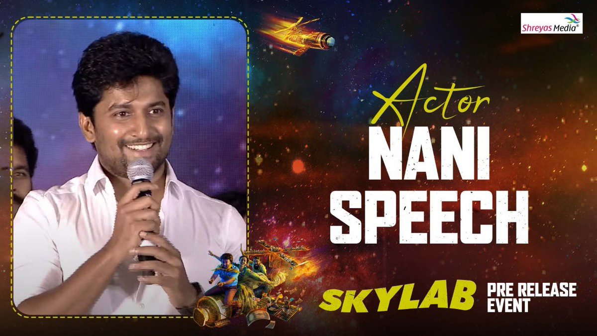 vamsikaka's tweet photo. Natural 🌟@NameisNani speech from the #SkyLabPreReleaseEvent 
Says "Great team brings in a Great cinema and sky be the limit for Skylab's success".
Wishes the whole team a Grand success.

▶️: https://t.co/Sa77u7O2Xp

#SkyLabPreReleaseEvent
#SkylabOnDec4th https://t.co/fbLVZaZSyf