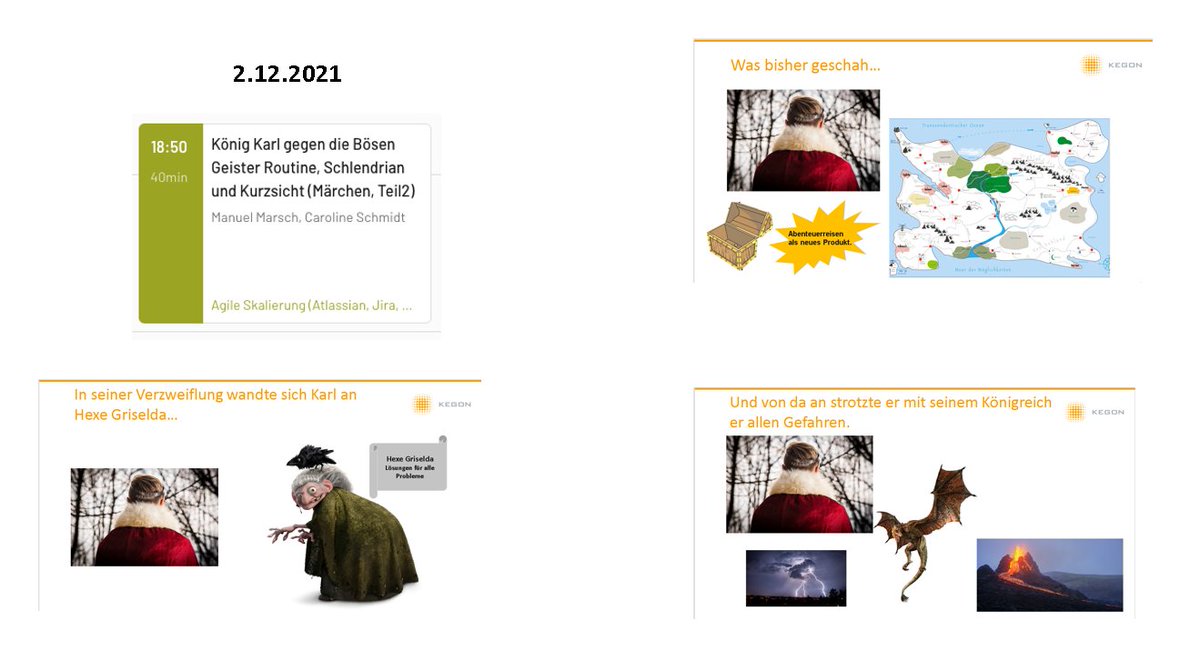 Der 2. Teil unseres SAFe-Märchens um König Karl bei der #t4at mit <a href="/carosdailymess/">Caroline Schmidt</a> steht. Hexe, Monster und Katastrophen inkludiert <a href="/kegon_ag/">KEGON AG</a> @seibertmedia @AgileRescue siehe tools4agileteams.com/tracks/koenig-…