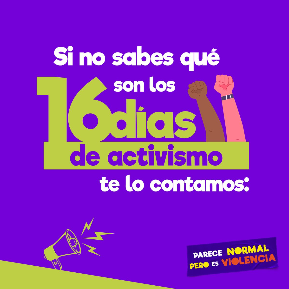 Parece_Normal's tweet photo. Estamos en los #16dias! 📣 Únete compartiendo los contenidos y conversando con tus amigxs sobre cómo se imaginan una #VidaSinViolencias y cómo entre todes podemos contribuir a hacerlo realidad. https://t.co/MAk6zuEtW6