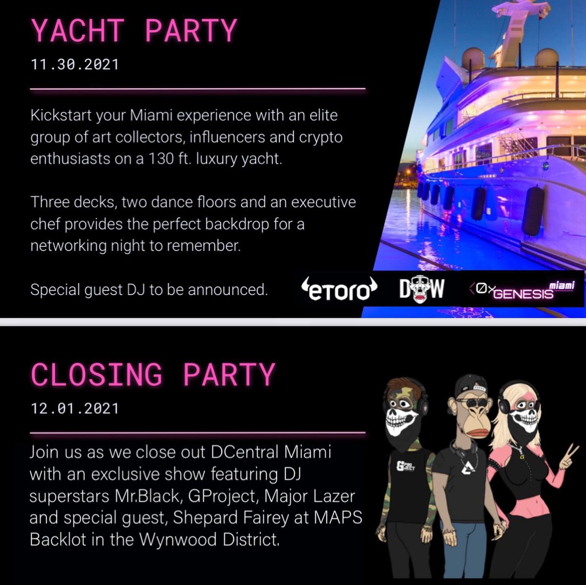 DApeWives's tweet photo. The Desperate Apewives are on our way to Art Basel Miami. Take a look at what we have planned for our community! 

We are super excited to share with you our plans and some major events coming up!

#artbasel #artbaselmiami #nft #nftmiamiartbasel #nftmiami #dcentral https://t.co/w8ijfyxVhz