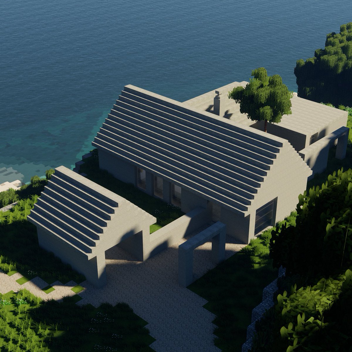 Here is a simple modern cliff house that I have made. I hope that you like it! :)

If you want to see more of the house make sure to check out the cinematic that I made for it!
youtu.be/H6p40I_z63M

-Texture pack: TBC v3.1
-Shaders: Chocapic13 v9
-IP: buildclub.duckmc.net