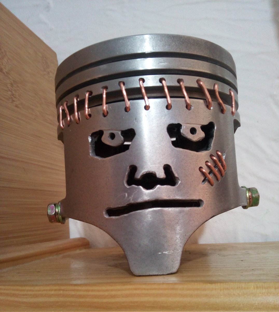 Steve_SJFcrafts's tweet photo. My #Creative offering for today A #Frankenstein #monster #pistonhead #getcreative #metalart #petrolhead https://t.co/wxnlTSE5tv