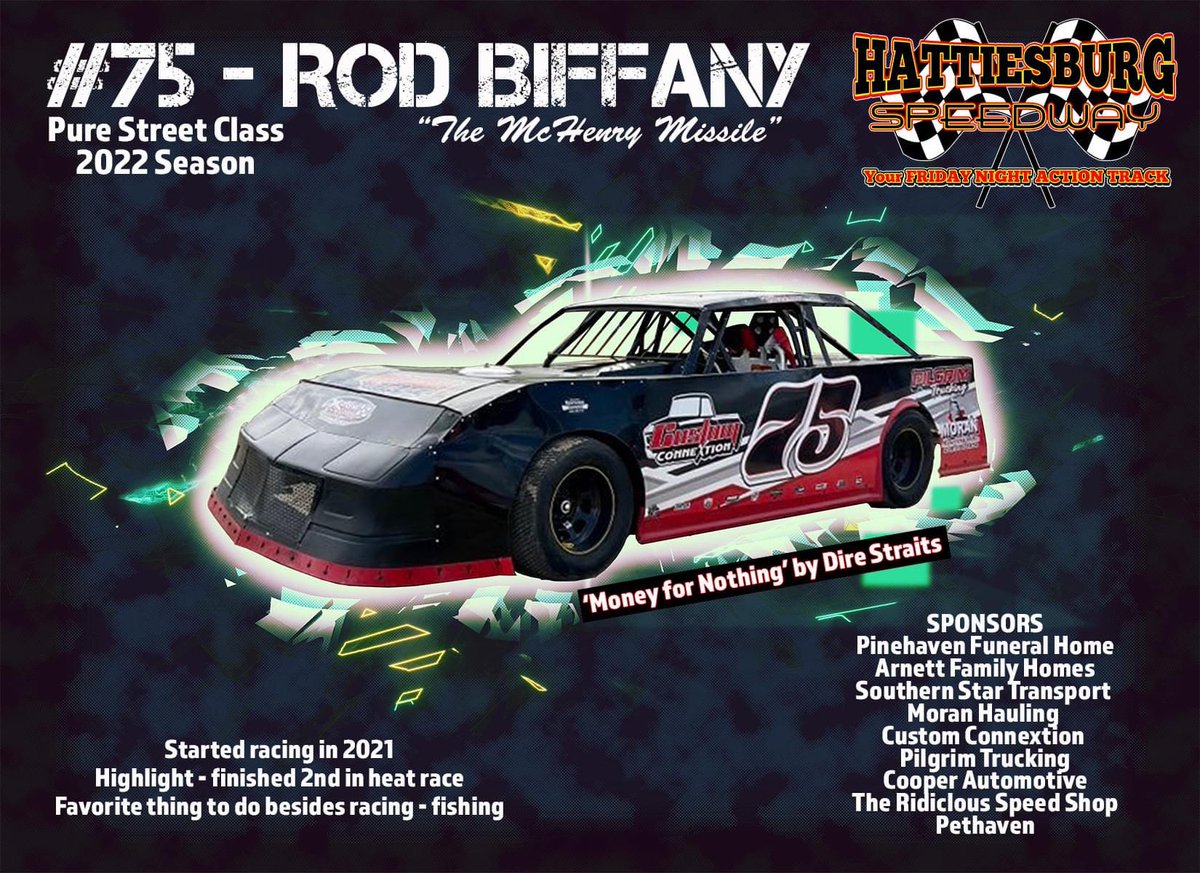 Our first driver spotlight for the upcoming 2022 season is the driver of the #75 Pure Street, Rod Biffany.
