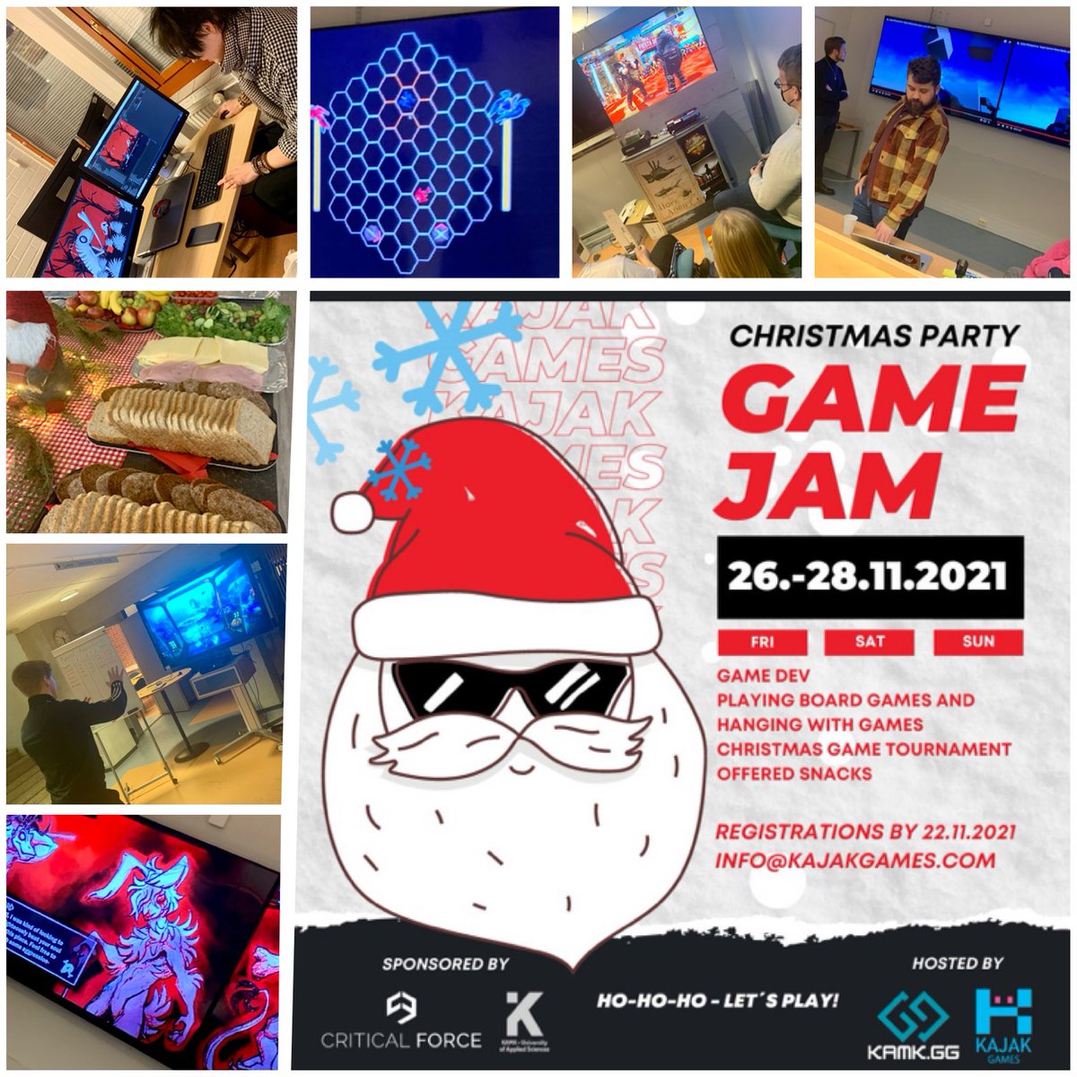 The weekend was spent at the Christmas Game Jam event at KAMK. What a great group of game developers, You rock! 🔥 Thank you all participants and Big Thanks to our partners! 🙏

#game #gamedev #gamejam #kajakgames #kamk #kamkgg #criticalforce