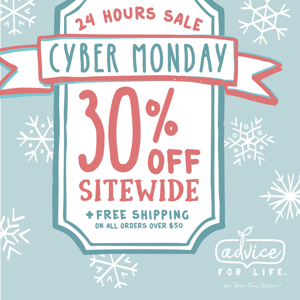 yourtruenature's tweet photo. Get ready! Cyber Monday is almost here! https://t.co/yLHjgJIhLU
30% off sitewide &amp; free shipping on orders over $50!
Sale begins Monday, November 29th at 12AM Pacific Time
Discount cannot be combined with any other offer https://t.co/NWcVIbpdz6