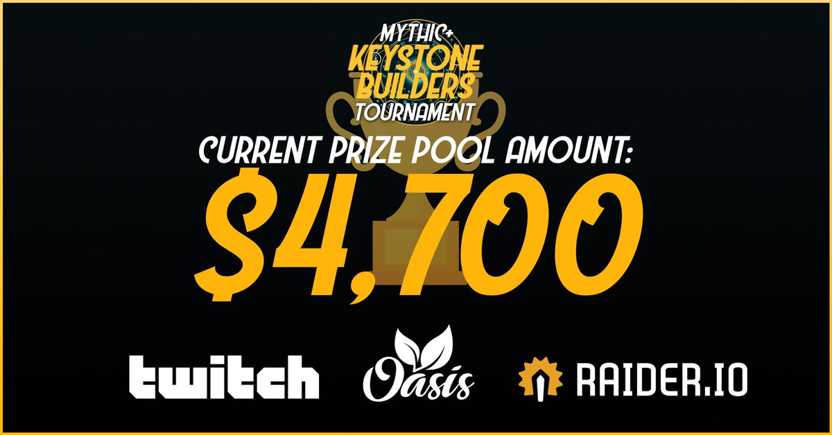 oasis_w0w's tweet image. Season 2 of the Mythic+ Keystone Builders Tournament is truly bigger and better than ever! Thanks to a recent donation from @RaiderIO_WoW and @Twitch, the current prize pool stands at $4,700 -- and is still climbing!🏆

You can pitch in your support at bit.ly/KSB-S2! 💛