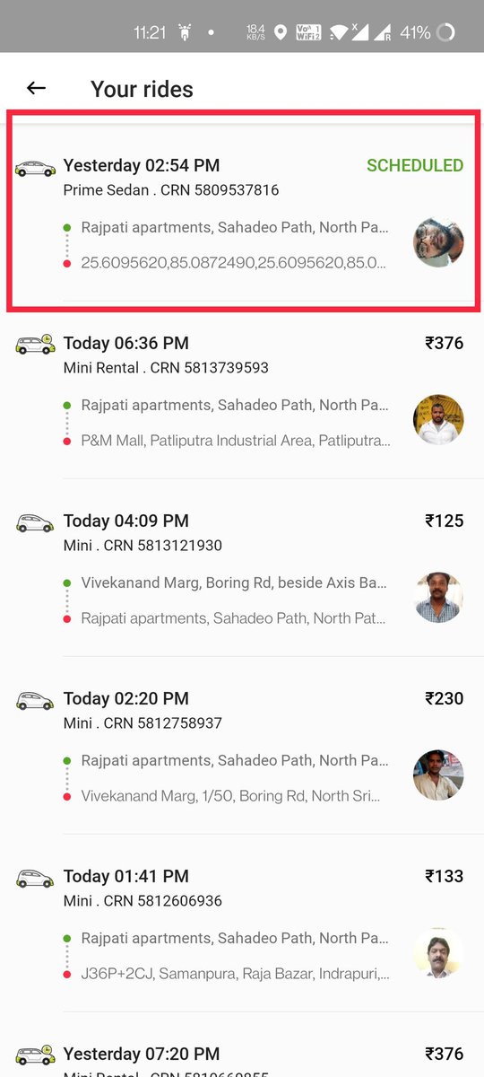 shakeebparwez's tweet photo. @ola_supports I booked this ride yesterday and the driver denied to go the location. Now when I am trying to cancel the trip it's not getting cancelled. It's been more than 24 hours but still the trip is showing the status as scheduled. 

Please look into and cancel the trip . https://t.co/juf4FdisoO
