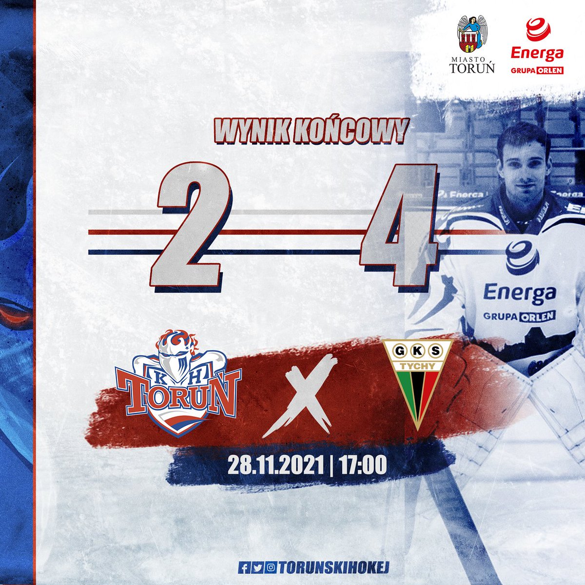 torunskihokej's tweet photo. Dzisiaj na toruńskim lodowisku #TorTor górą goście GKS Tychy którzy zdobywają o dwie bramki więcej od naszej drużyny.
Bramki dla naszej drużyny:
Robert Arrak
Alexander Rodionov
#hokejPL @EnergaSA https://t.co/TEFCgyz24V