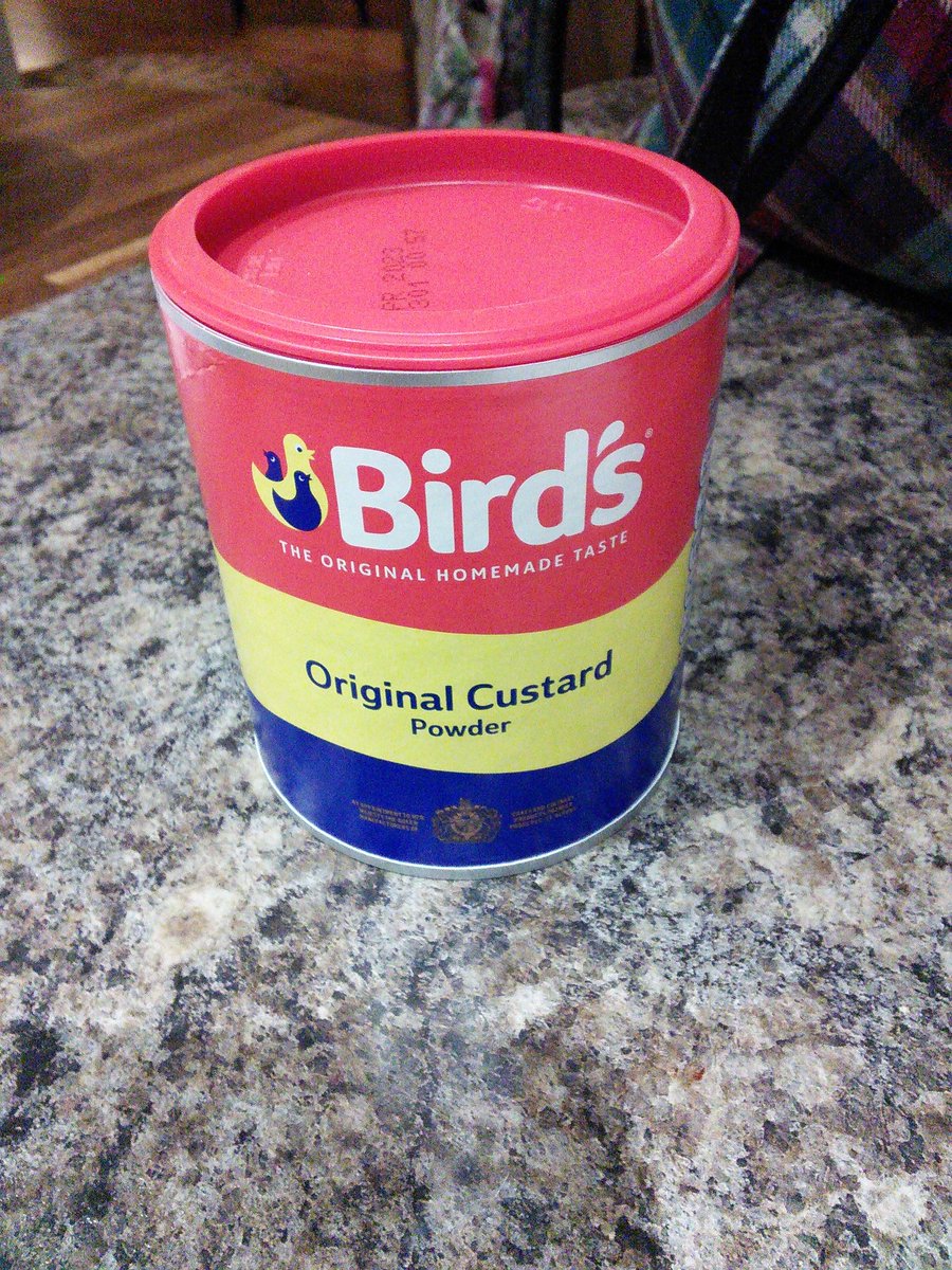 jane_turney's tweet photo. Wasn't tempted to buy the pricey 'ready made custard' with a tub of this in the cupboard
#custardpowder #birds https://t.co/EZUEGS7b4s