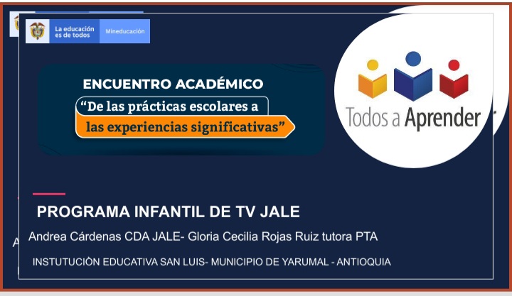 ANDREAC1982's tweet photo. #EncuentroAcademicoPTA2021  De las prácticas escolares a las experiencias significativas, orgullosos de representar a la @SanluisYarumal con el programa infantil JALE, una experiencia soñada,construida y fortalecida por el trabajo en equipo de docentes,directivos y voluntarios. https://t.co/TmJSLvFB1d
