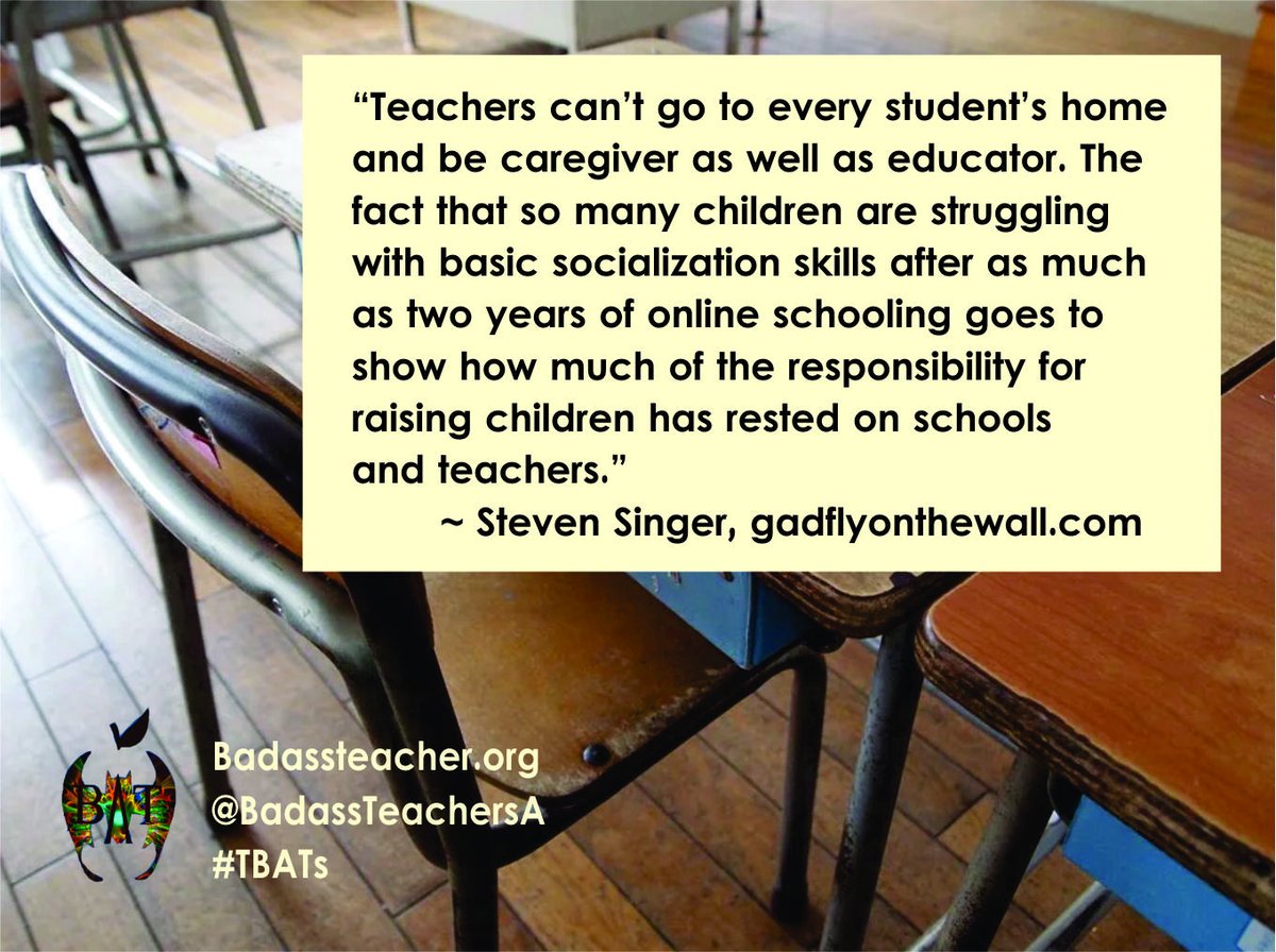ArkansasBATs (@arkansasbatsa) on Twitter photo We count on teachers to do so much. Like everything else, you don't notice until it's gone.
badassteacher.org/bats-blog/wher… #TBATs <a href="/LouisianaBATs/">Louisiana</a> <a href="/MissouriBATs/">Missouri BATs</a> <a href="/KentuckyBATs/">Kentucky BATs</a> <a href="/FLBATsA/">@FLBATs</a> <a href="/AlabamaBATs/">AlabamaBATs</a> <a href="/MississippiBAT/">Mississippi BATs</a> <a href="/MemphisbatBa/">TennesseeBATs</a> <a href="/KentuckyBATs/">Kentucky BATs</a> <a href="/GeorgiaBATs2/">@GeorgiaBATs</a> We count on teachers to do so much. Like everything else, you don't notice until it's gone.
badassteacher.org/bats-blog/wher… #TBATs <a href="/LouisianaBATs/">Louisiana</a> <a href="/MissouriBATs/">Missouri BATs</a> <a href="/KentuckyBATs/">Kentucky BATs</a> <a href="/FLBATsA/">@FLBATs</a> <a href="/AlabamaBATs/">AlabamaBATs</a> <a href="/MississippiBAT/">Mississippi BATs</a> <a href="/MemphisbatBa/">TennesseeBATs</a> <a href="/KentuckyBATs/">Kentucky BATs</a> <a href="/GeorgiaBATs2/">@GeorgiaBATs</a>