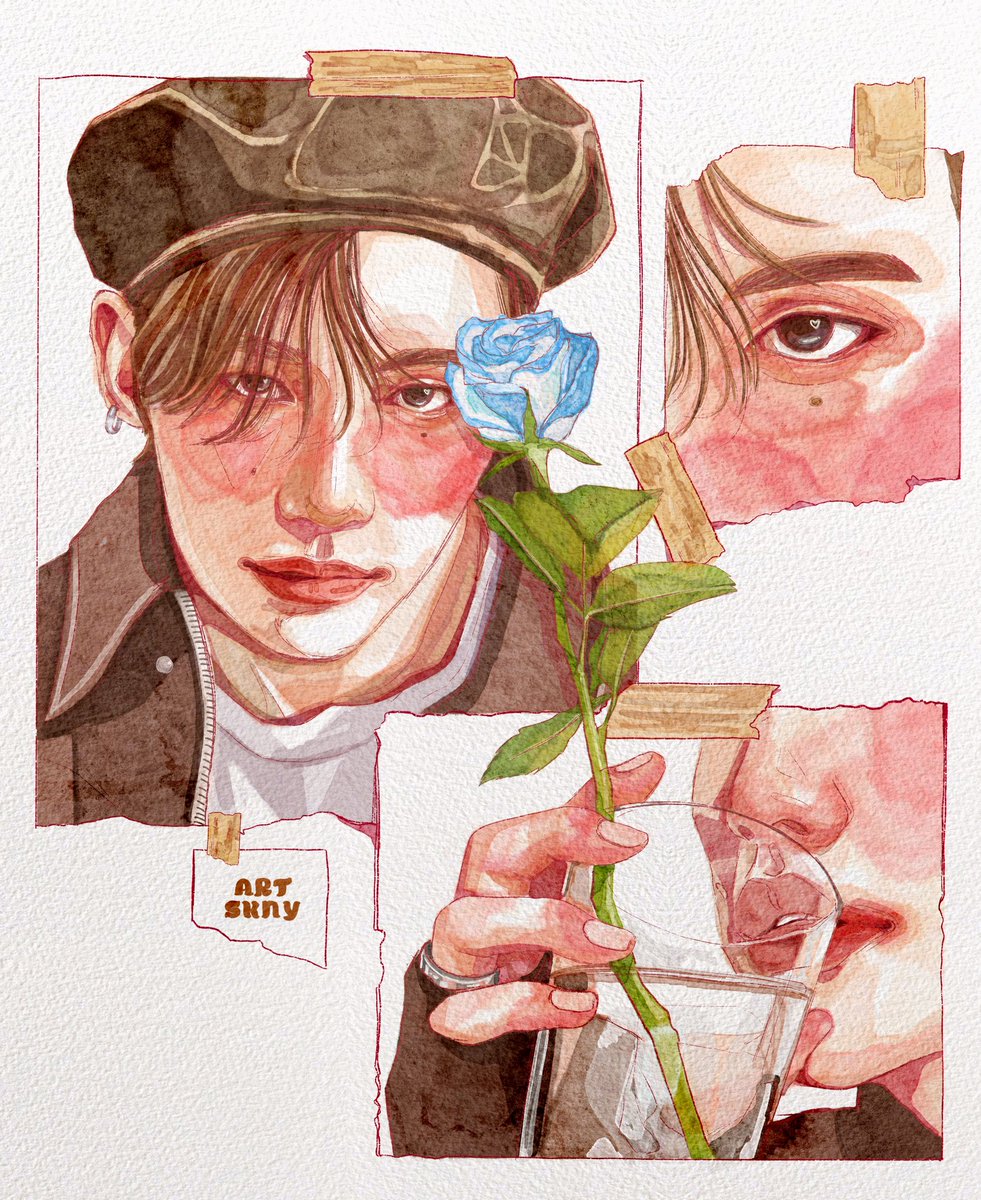 artskny's tweet photo. Eyes. Lips. Fingers 🌸

 #procreate #illustration #art #fanart #digitalart #hyunjin #straykids #skzfanart #스트레이키즈 @Stray_Kids https://t.co/sLDiyJQHXN